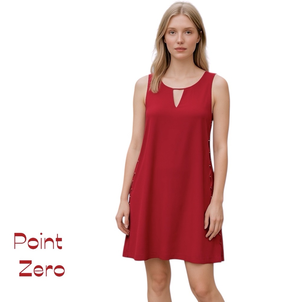 Point Zero Coral Red Lace‎ Up Sleeveless Dress  NWOT Size M